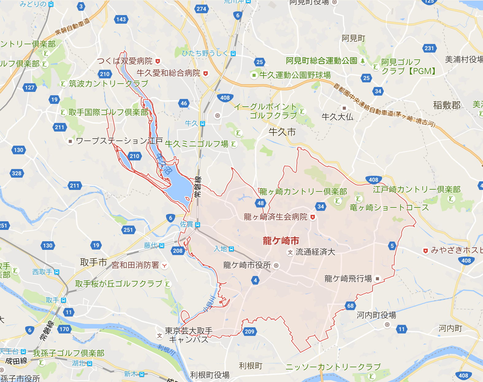 龍ヶ崎市のエステサロン参考マップ